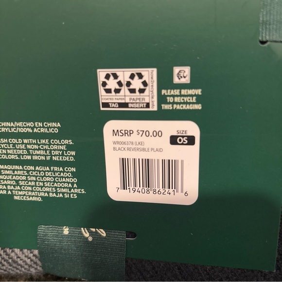 NWT Woolrich Reversible Blanket Wrap - Black and Gray - Picture 4 of 8